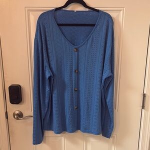 Blue Button-Down Tunic Top